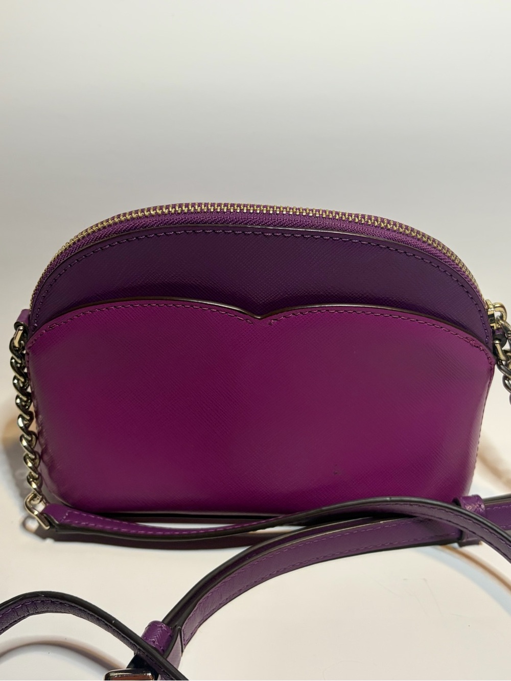 Kate Spade Small Payton Domed Crossbody Pink Purple Colorblock Saffiano LIKE NEW - Picture 3 of 15